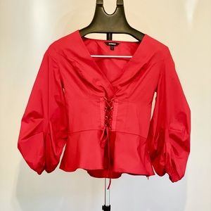 Express Seamed Puff Sleeve Top S